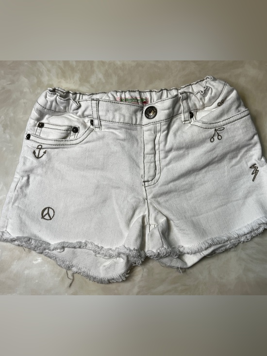 Bonpoint Other - White Denim Embroidered Frayed-Hem Shorts